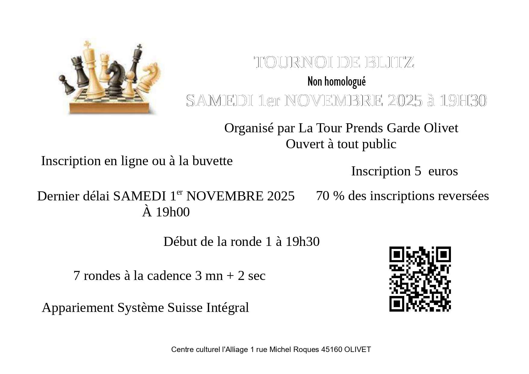 Affiche du tournoi de blitz